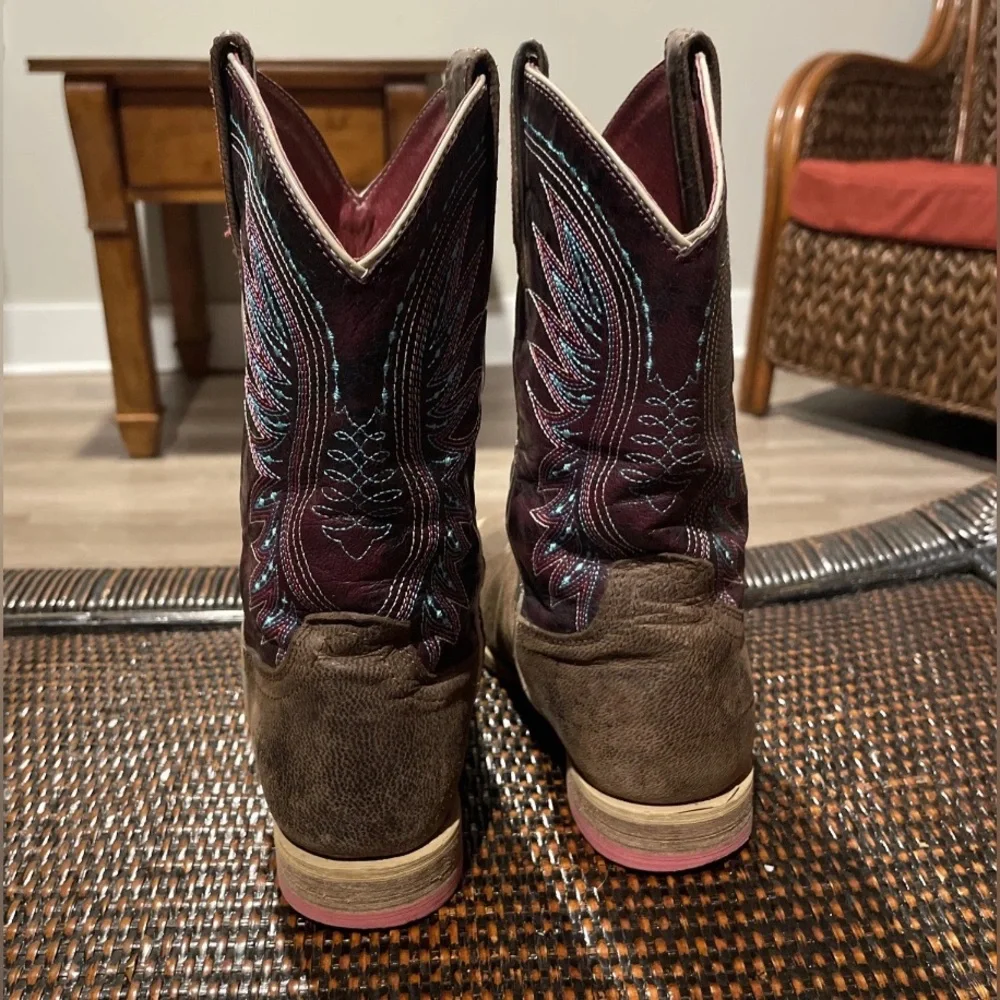 Ariat Kids Vaquera Square Toe Cowgirl Boots Brown Leather Size 1.5 10023071